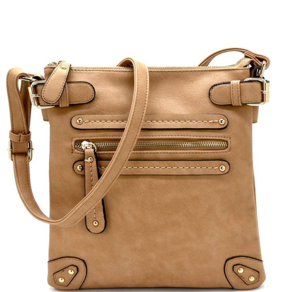 Multi Zipper Messenger Bag